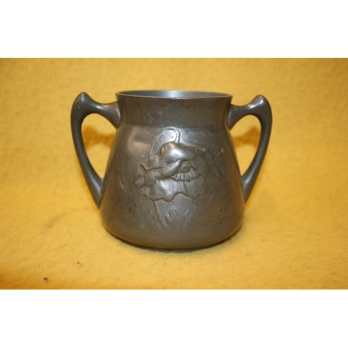 189 - Kayserzinn Twin Handled Pewter Pot, 9cm Tall - Early 20th Century