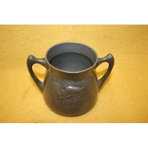 189 - Kayserzinn Twin Handled Pewter Pot, 9cm Tall - Early 20th Century