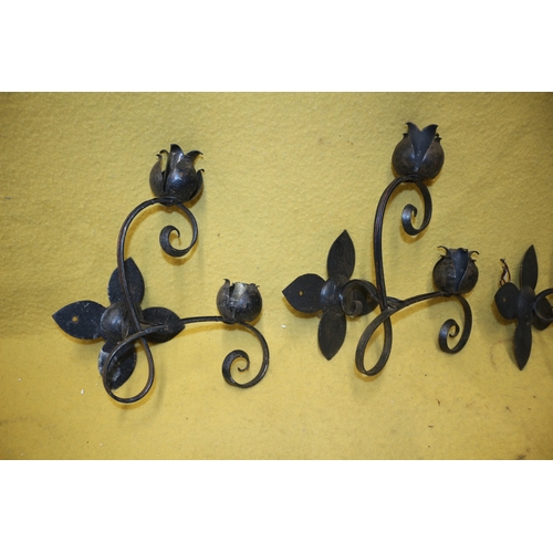 193 - 5x Wall Lights, Iron, 28cm Tall