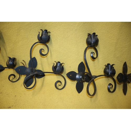 193 - 5x Wall Lights, Iron, 28cm Tall