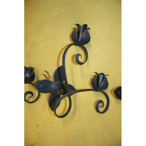 193 - 5x Wall Lights, Iron, 28cm Tall