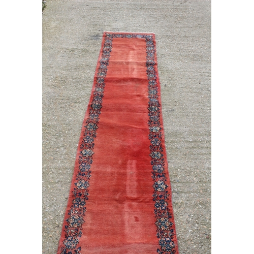 203 - Vintage Long Salmon Coloured Runner, 376cm Long