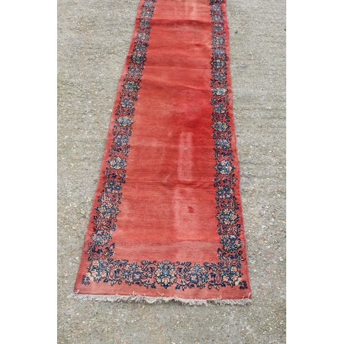 203 - Vintage Long Salmon Coloured Runner, 376cm Long