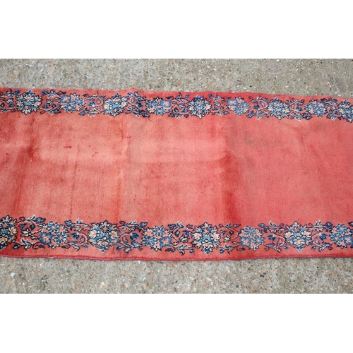 203 - Vintage Long Salmon Coloured Runner, 376cm Long