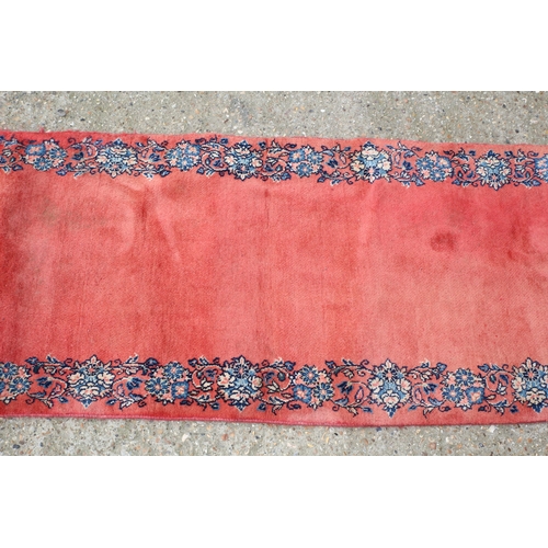 203 - Vintage Long Salmon Coloured Runner, 376cm Long