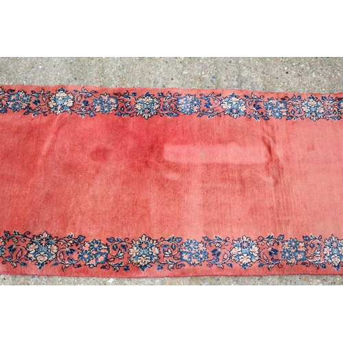 203 - Vintage Long Salmon Coloured Runner, 376cm Long