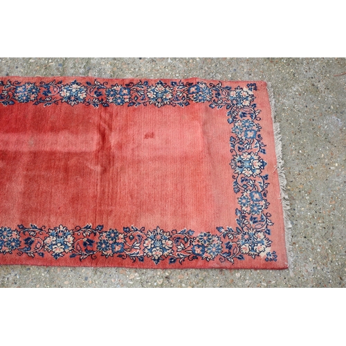 203 - Vintage Long Salmon Coloured Runner, 376cm Long