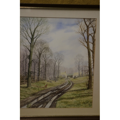 208 - Watercolour of The Track By R.Lerpiniere, 63 x 54 cm