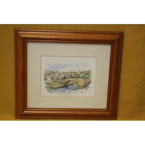 224 - Watercolour of Bridge by Lockey, 39 x 34 cm