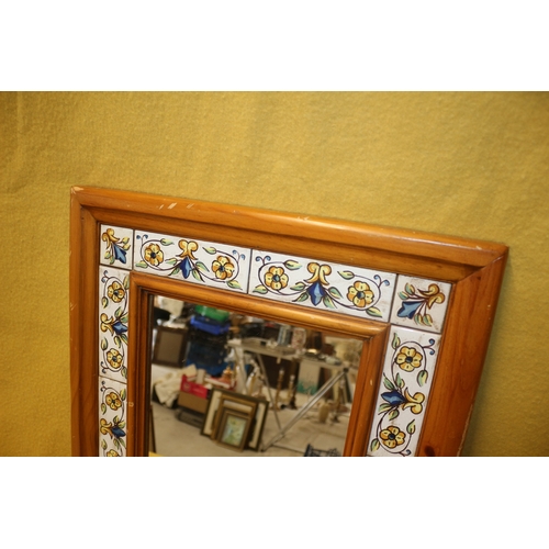 238 - Vintage Tile Edged Mirror, 64 x 49 cm Tall