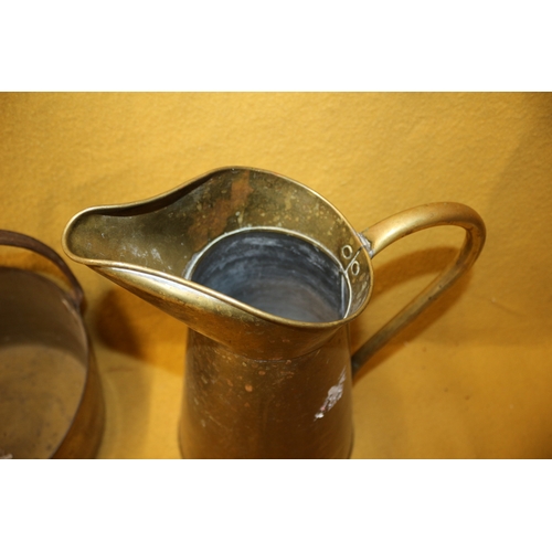 240 - Very Heavy Bronze Preserve Pan & Jug , 39cm Tall