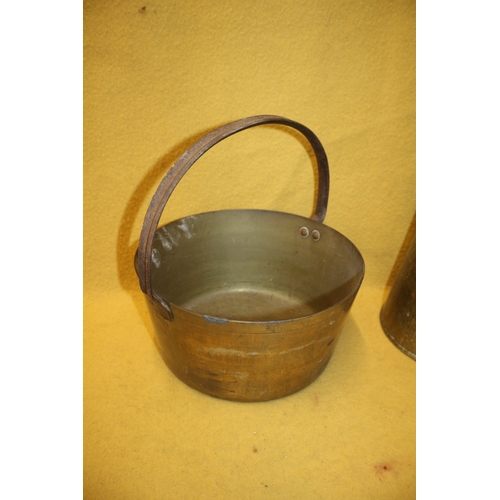 240 - Very Heavy Bronze Preserve Pan & Jug , 39cm Tall