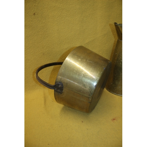 240 - Very Heavy Bronze Preserve Pan & Jug , 39cm Tall