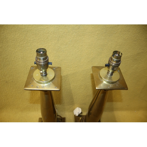 241 - 2 x Nicely Weighted Brass Lamps, 50cm Tall