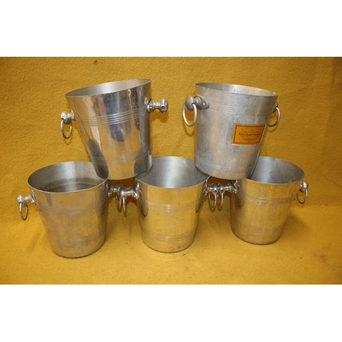 242 - 5x Ice Buckets Including Veuve Clicquot Ponsardin Champagne, Each 20cm Tall Approx