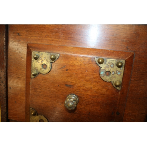 248 - Aged Large Coal Scuttle with Brass Furnishings, 42cm Tall