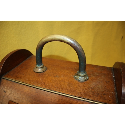 248 - Aged Large Coal Scuttle with Brass Furnishings, 42cm Tall