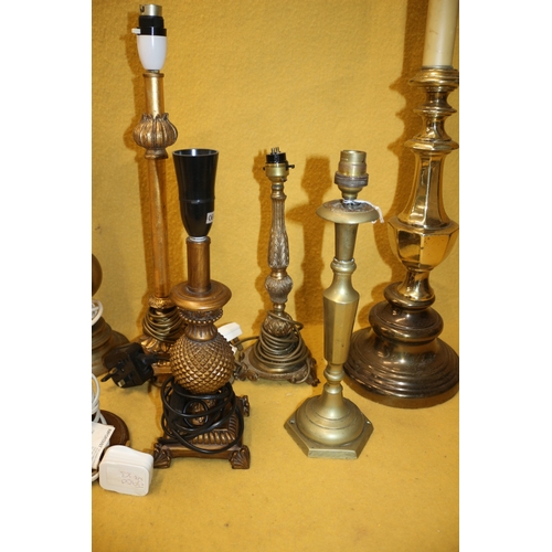 258 - 7 Brass/Copper/ Coloured Lamps, Tallest is 56cm