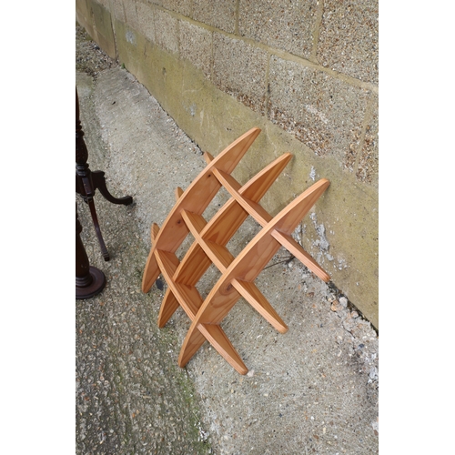 260 - Vintage Barley Twist Solid Wood Lamp Base with Brass Leaf Design Attachments plus Pine Wall Unit and... 