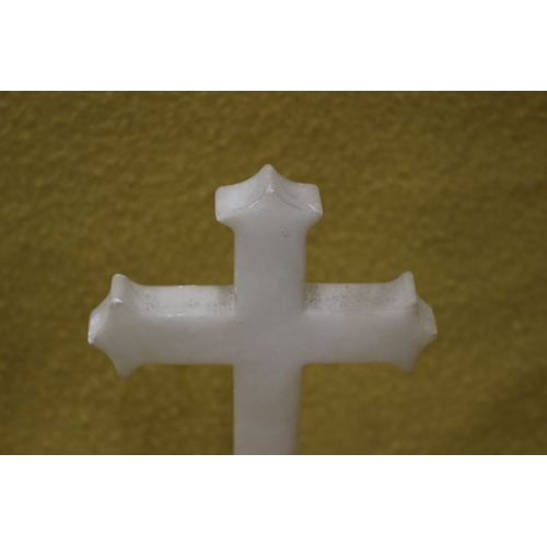 272 - Marble Cross on Base, 23cm Tall