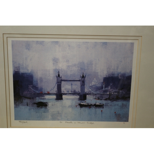 432 - 2 Signed Limited Edition Prints, 'The City' & 'St Pauls & Tower Bridge' , 67 x 52 cm each