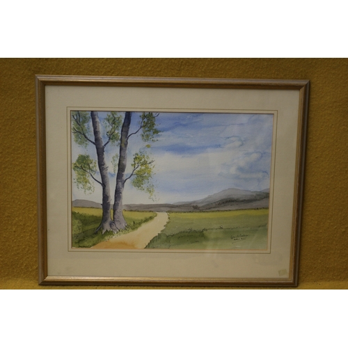 436 - Watercolour of a Field, Signed Sylvia Fear Parkinson, 53 x 42 cm