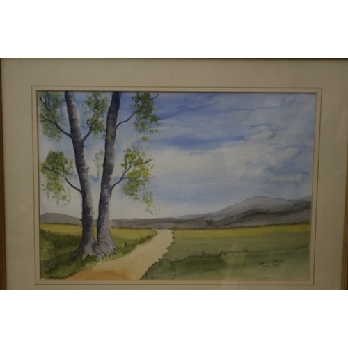 436 - Watercolour of a Field, Signed Sylvia Fear Parkinson, 53 x 42 cm