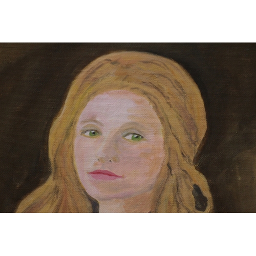 441 - Oil on Board of a Young Lady, 56 x 46 cm