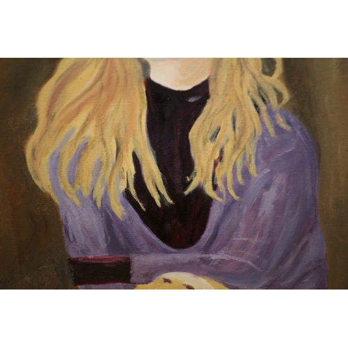 441 - Oil on Board of a Young Lady, 56 x 46 cm