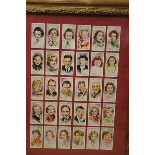 443 - Cigarette Cards, Framed of Actors and Actresses, 49 x 38 cm