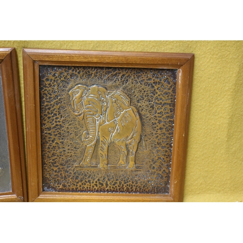 445 - Copper and Metal Pressings, One Elephant and One Horse, Horse is signed L.V.WILD, 36 X 36 cm