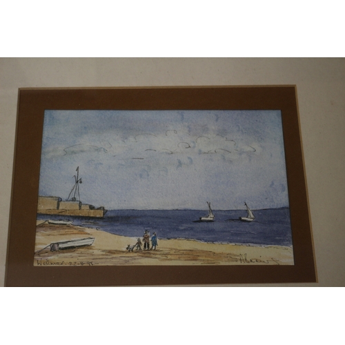 447 - Collection of Watercolours- Fishing Boat, Swans, Beach & Farm House, Various Sizing, Largest is 47 x... 