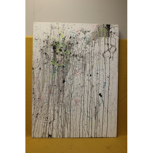 448 - Large Canvas of Paint Drips/Run, 122 x 92 cm