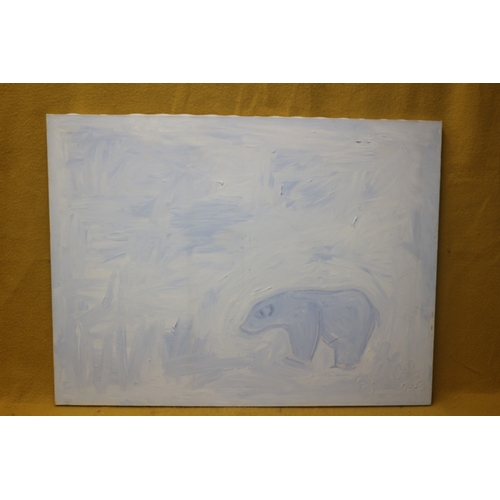 451 - Oil on Canvas of a Polar Bear, Signed, 76 x 101 cm