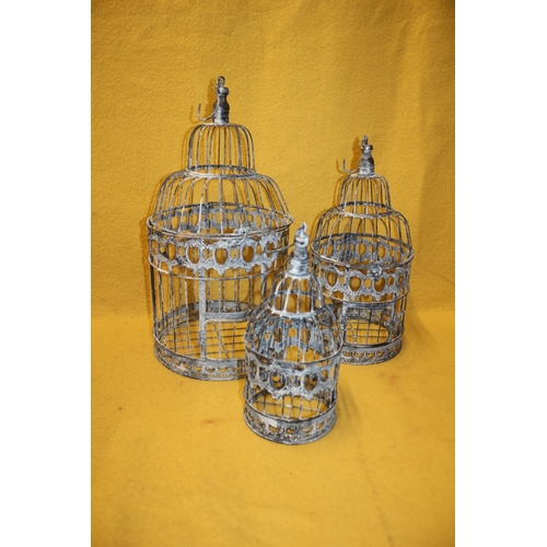 54 - Metal Bird Cages x3, Tallest is 50cm