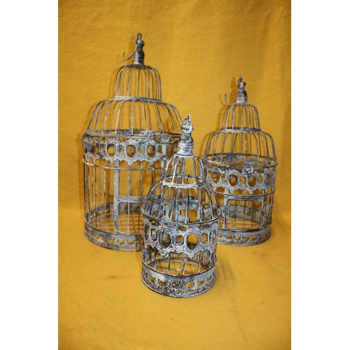 54 - Metal Bird Cages x3, Tallest is 50cm