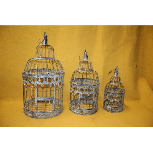 54 - Metal Bird Cages x3, Tallest is 50cm