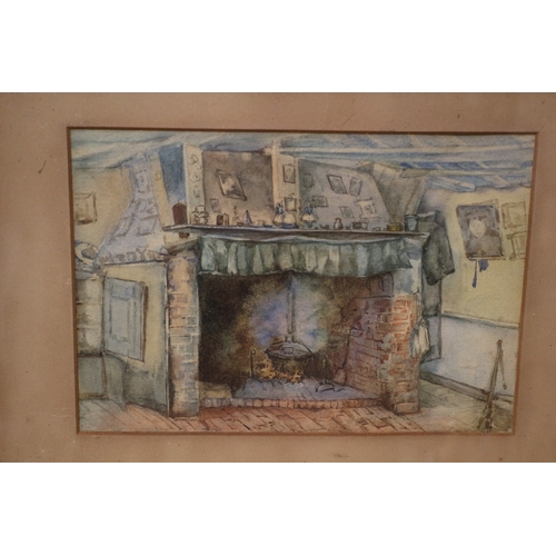 70 - Unsigned Watercolour, Fireplace, F/G Loose, 40 x 33 cm