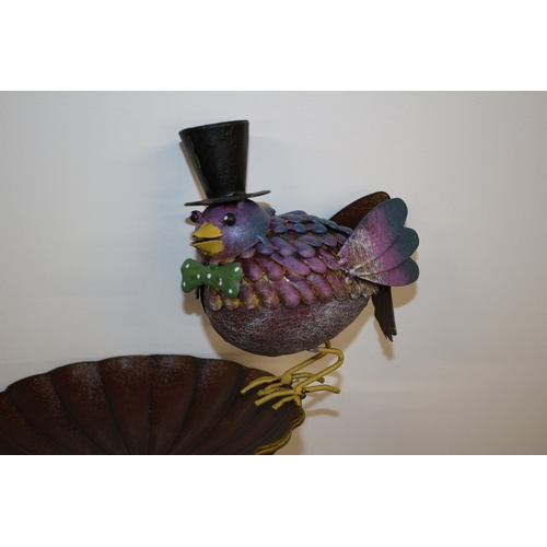 78 - Metal Bird on Pole, Top Hat Bird, 117cm Tall