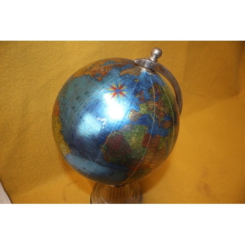 93 - World Globe on Stand, 40cm Tall