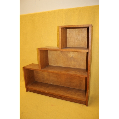 452 - Vintage Solid Wood Step Bookcase