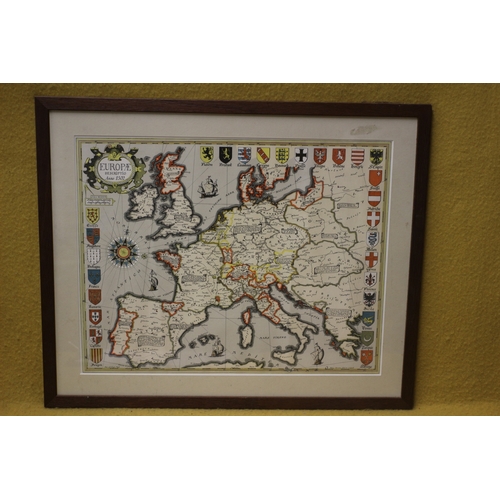 460 - Aged, Hand Coloured Map of Europe - 58 x 48