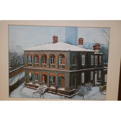 470 - Snow Covered Manor House - Mixed Media