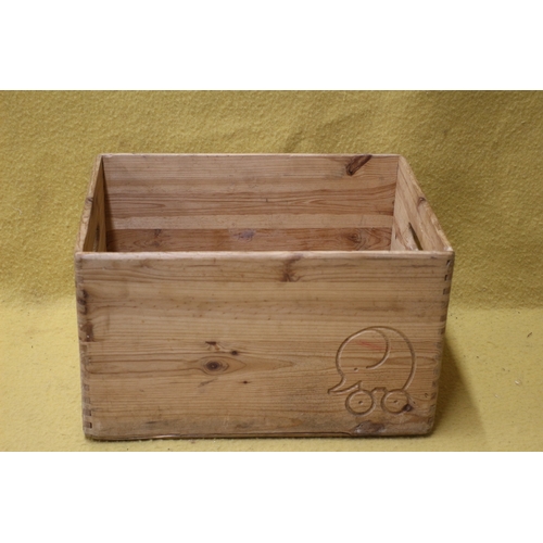 471 - Pine Storage Box with Elephant carving - 40 x 30 x 24cm