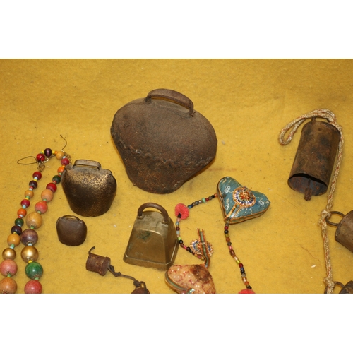 476 - Vintage - Possibly Antique, Brass Bells and Indian Ceremonial Items including Prayer Bells plus Cow ... 