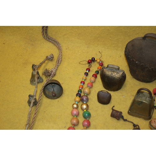 476 - Vintage - Possibly Antique, Brass Bells and Indian Ceremonial Items including Prayer Bells plus Cow ... 