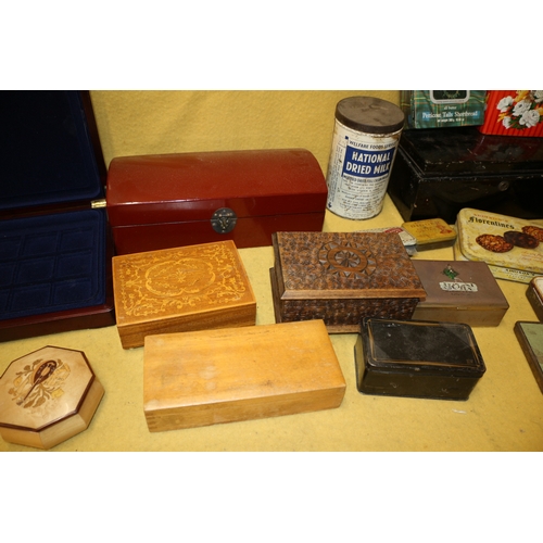 487 - Selection of Wooden Boxes plus other Materials. Vintage Tins and Tobacco Tins