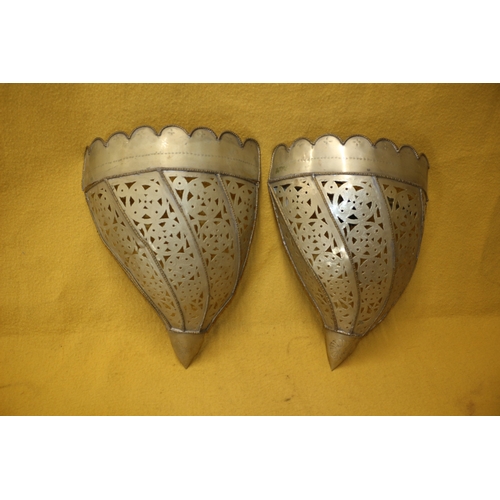 514 - Pair of Moroccan Style Metal Wall Shades