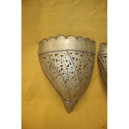 514 - Pair of Moroccan Style Metal Wall Shades