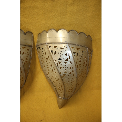 514 - Pair of Moroccan Style Metal Wall Shades